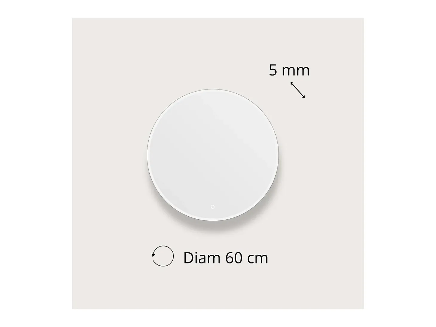 Espejo LED redondo D60/70/80cm en vidrio plateado ORAYA