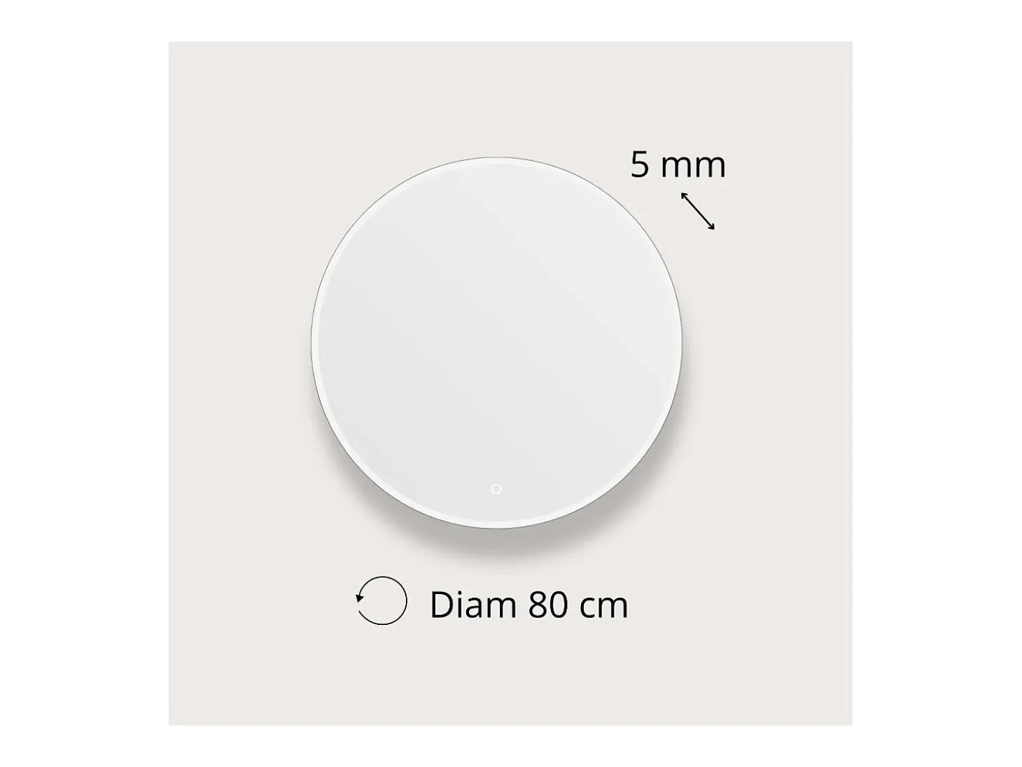 Espejo LED redondo D60/70/80cm en vidrio plateado ORAYA