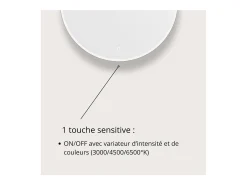 Espejo LED redondo D60/70/80cm en vidrio plateado ORAYA