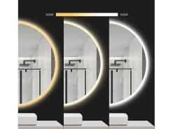 Espejo LED redondo REA 60cm con retroiluminación y función de calefacción