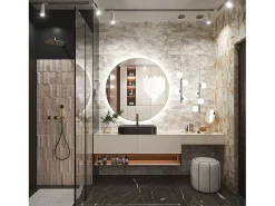Espejo LED redondo REA de 50cm con iluminación y función calefactora