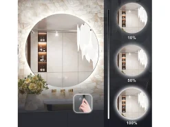 Espejo LED redondo REA de 50cm con iluminación y función calefactora