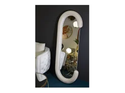 Espejo moderno de pared o de pie en terciopelo 60x160cm Chantal - Crema