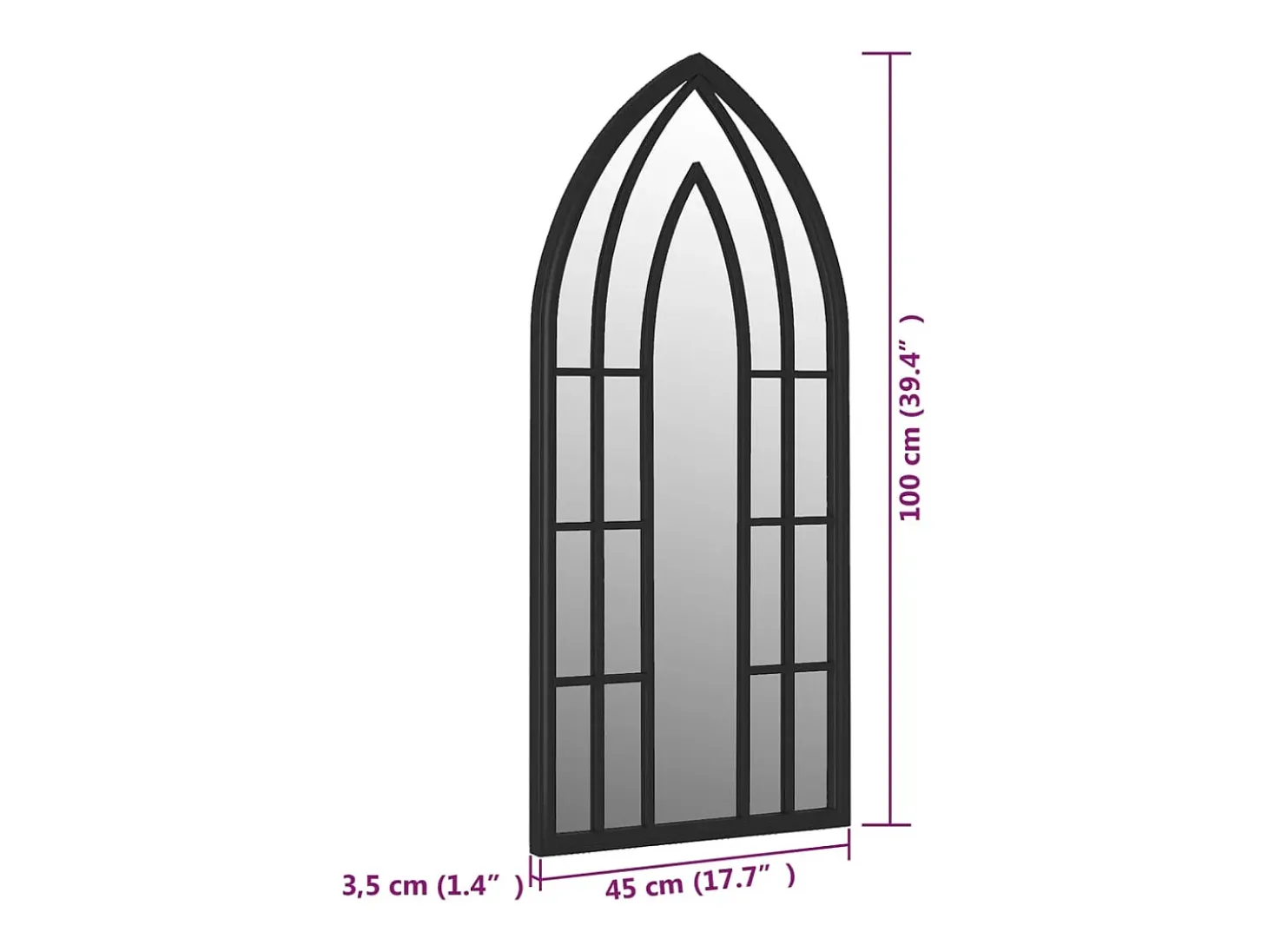 Espejo Negro 100x45 cm Hierro para uso interior