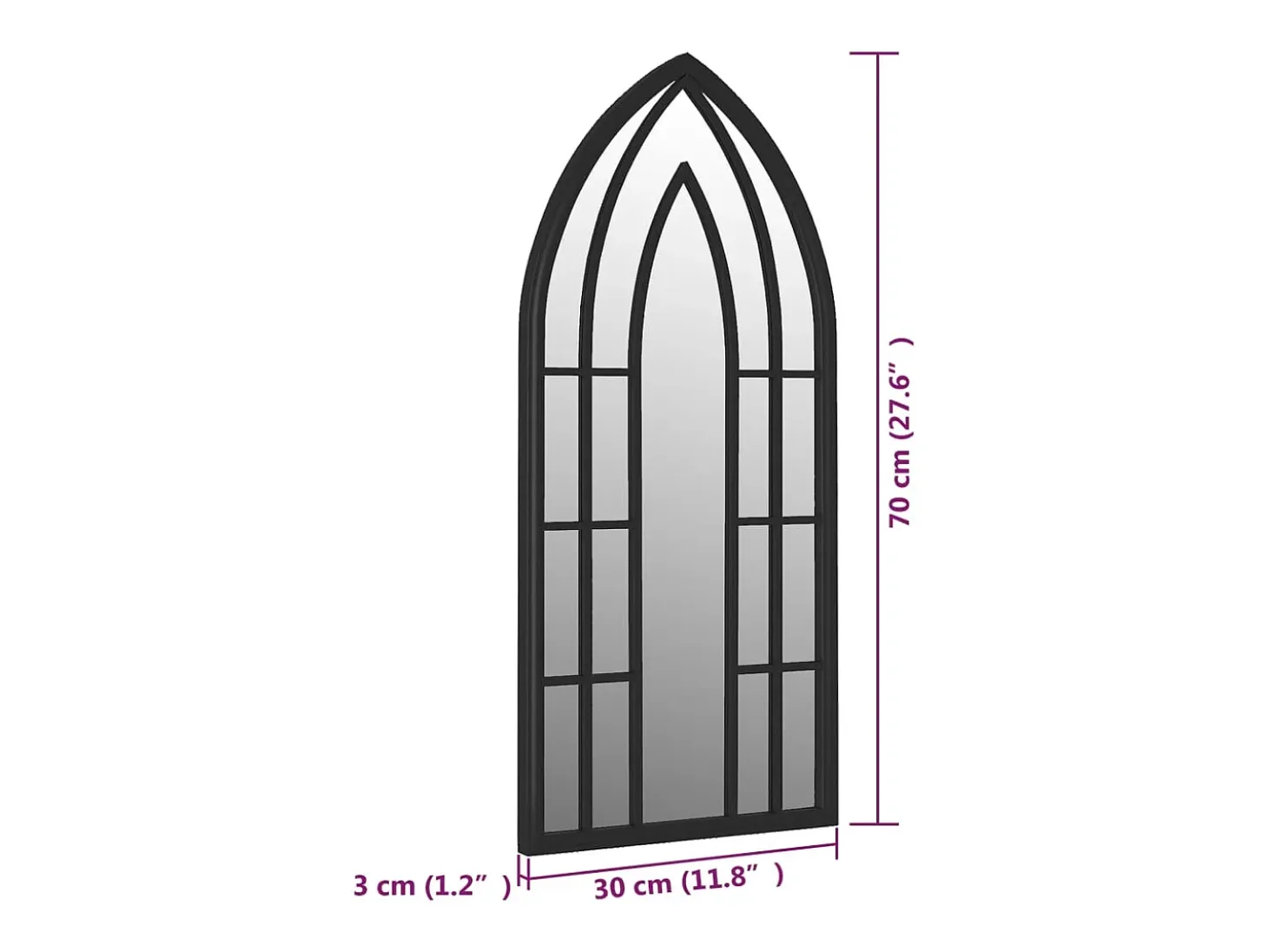 Espejo Negro 70x30 cm Hierro para uso interior