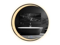 Espejo NETTLIFE con Iluminación Espejo de Baño Redondo LED Espejo de Baño IP44 60cm Espejo de Baño Redondo con Táctil