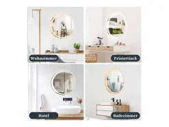 Espejo NETTLIFE con Iluminación Espejo de Baño Redondo LED Espejo de Baño IP44 60cm Espejo de Baño Redondo con Táctil