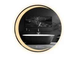 Espejo NETTLIFE con Iluminación Espejo de Baño Redondo LED Espejo de Baño IP44 60cm Espejo de Baño Redondo con Táctil