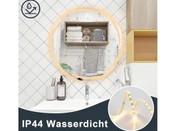 Espejo NETTLIFE con Iluminación Espejo de Baño Redondo LED Espejo de Baño 60cm Redondo IP44 Espejo de Baño con Táctil