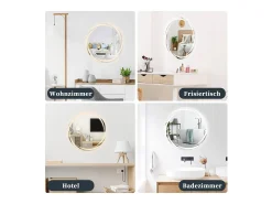 Espejo NETTLIFE con Iluminación Espejo de Baño Redondo LED Espejo de Baño 60cm Redondo IP44 Espejo de Baño con Táctil