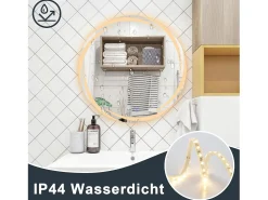 Espejo NETTLIFE con Iluminación Espejo de Baño Redondo LED Espejo de Baño 50cm Redondo IP44 Espejo de Baño con Táctil