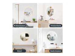 Espejo NETTLIFE con Iluminación Espejo de Baño Redondo LED Espejo de Baño 50cm Redondo IP44 Espejo de Baño con Táctil