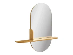 Espejo ovalado BARCO con estante de madera natural – L 92 x H 94,5 cm