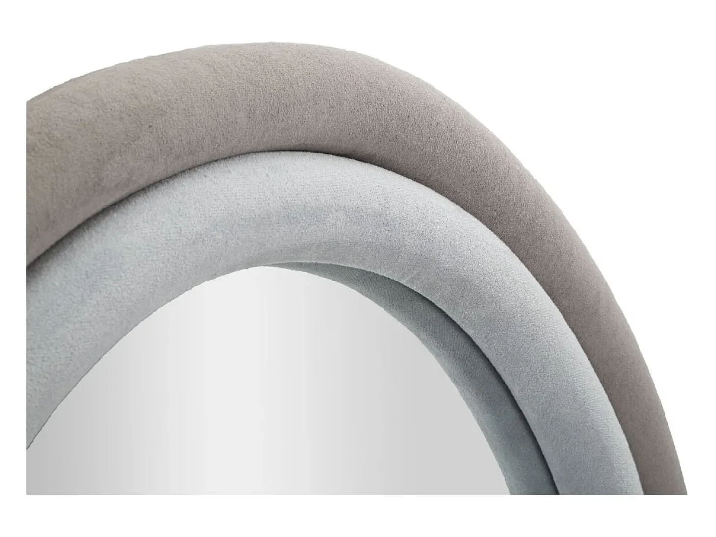 Espejo ovalado de pared con marco de terciopelo gris 90x60x4cm Antony