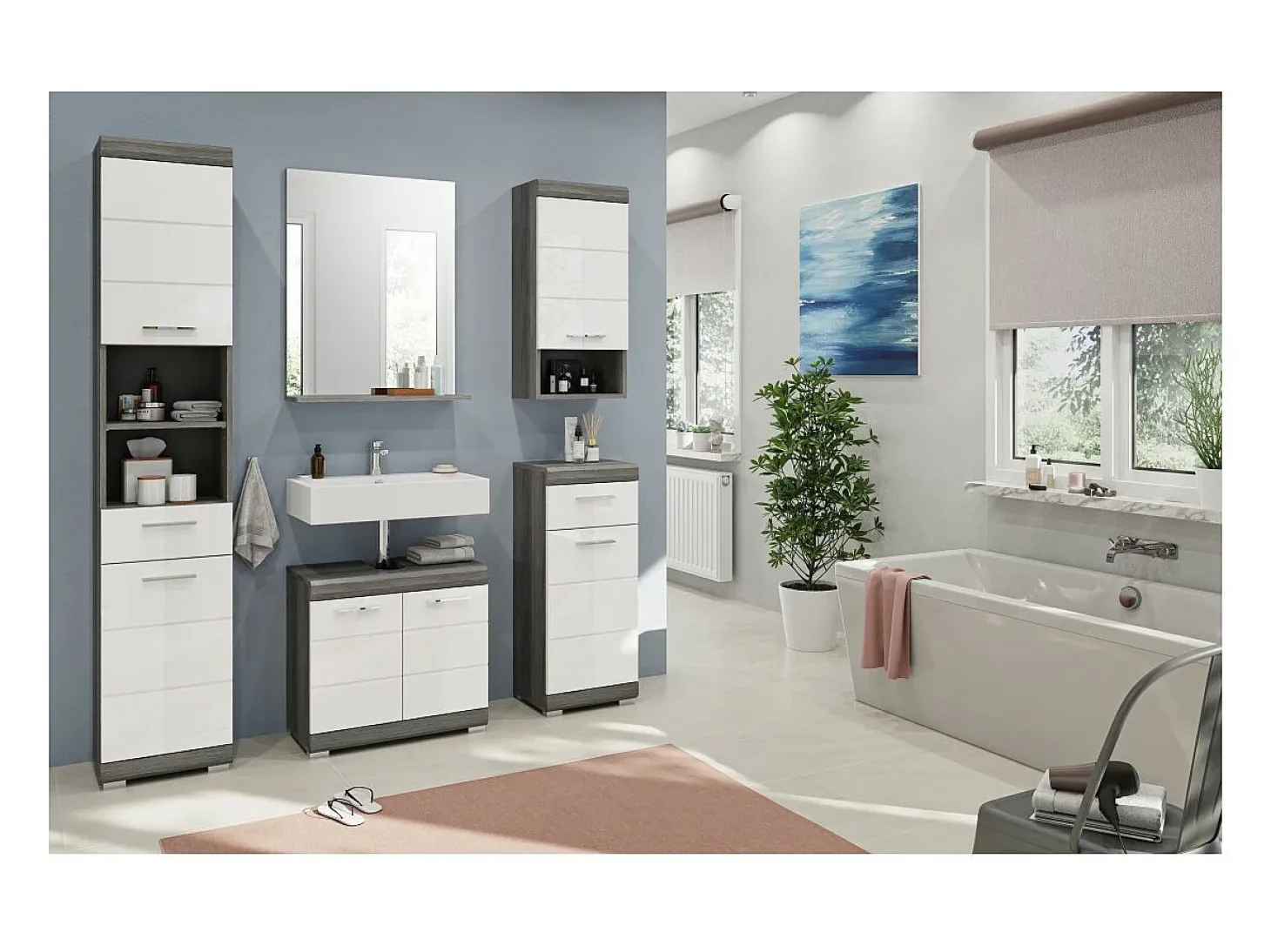 Espejo para baño SCOTT – Gris oscuro – 60x79x18 cm