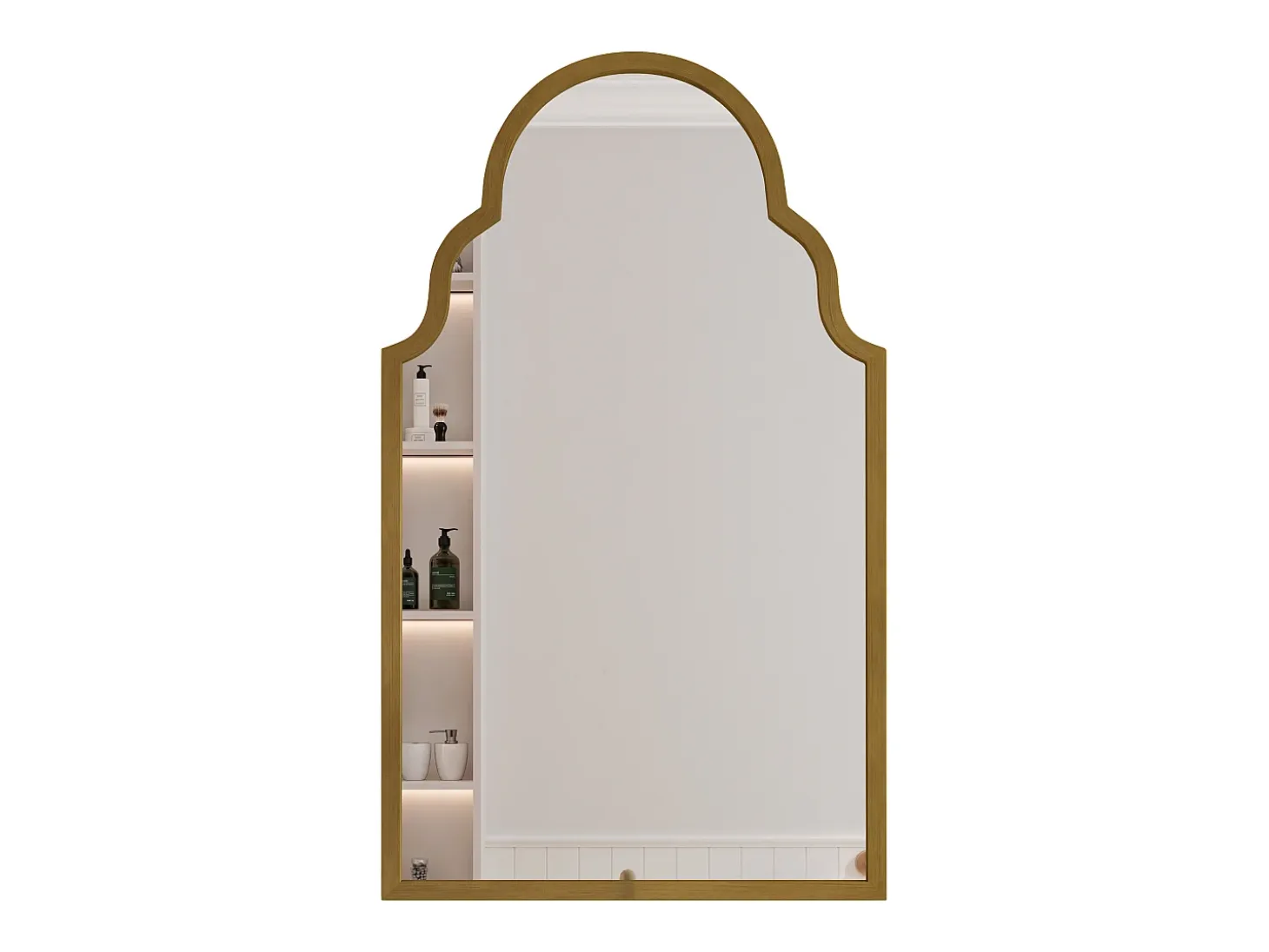 Espejo rectangular de pared de metal con marco de hierro, color bronce (61 x 3 x 101 cm)