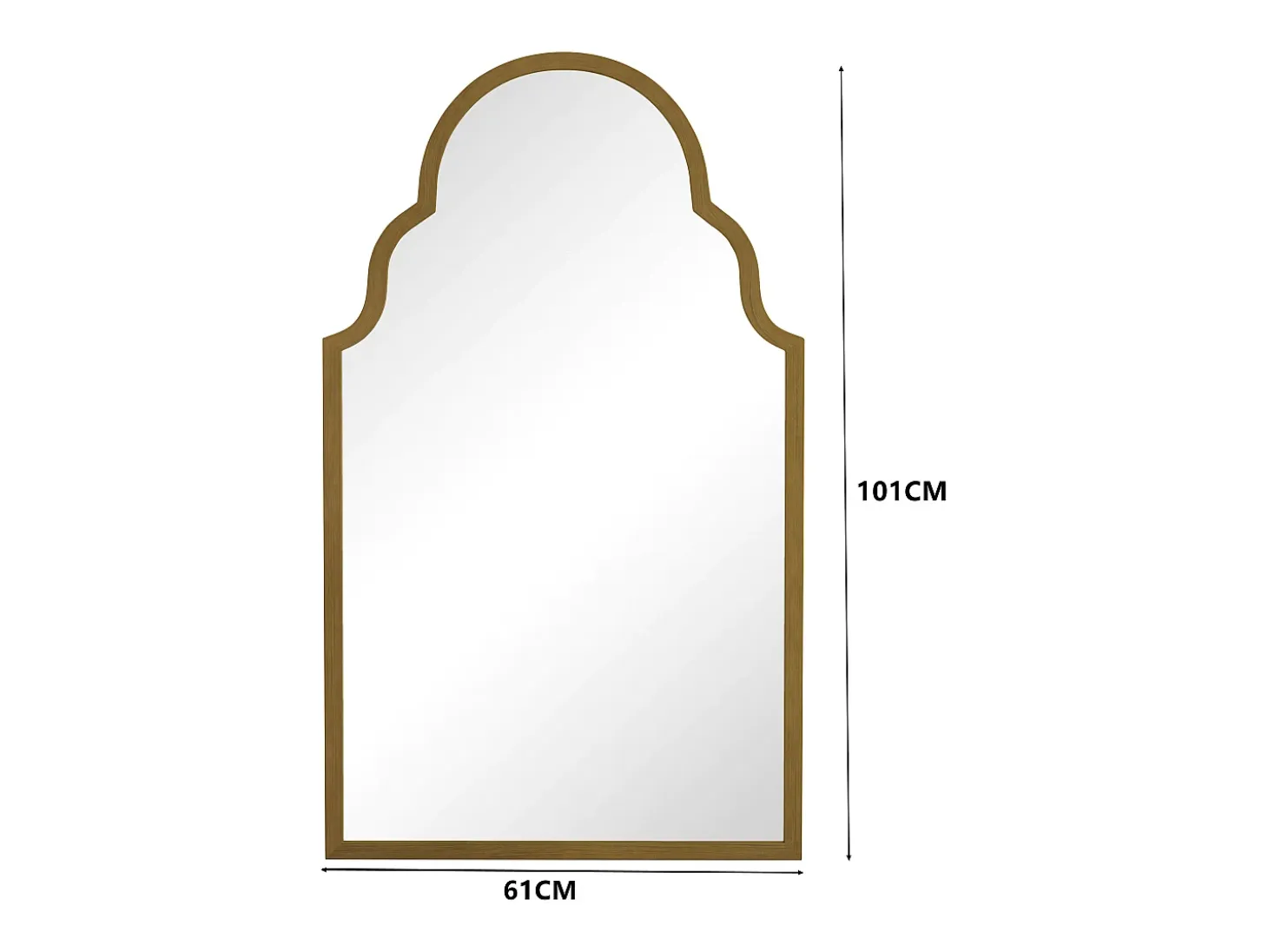 Espejo rectangular de pared de metal con marco de hierro, color bronce (61 x 3 x 101 cm)