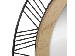 Espejo Redondo de Diseño "Joe" 45 cm en Metal, Madera y Vidrio Negro - Mural Auténtico