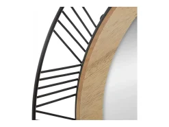 Espejo Redondo de Diseño "Joe" 45 cm en Metal, Madera y Vidrio Negro - Mural Auténtico