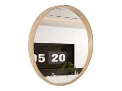 Espejo redondo RIO con borde – Ø80 cm – Acabado en roble envejecido – Marco grueso – Diseño natural y moderno