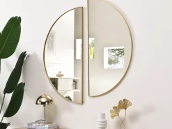 Espejo semicircular design de metal - Ancho 50 x Alt. 100 cm - Dorado - GAVRA