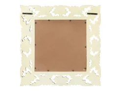 Espejo tallado a mano Blanco 50x50 cm Madera maciza de mango