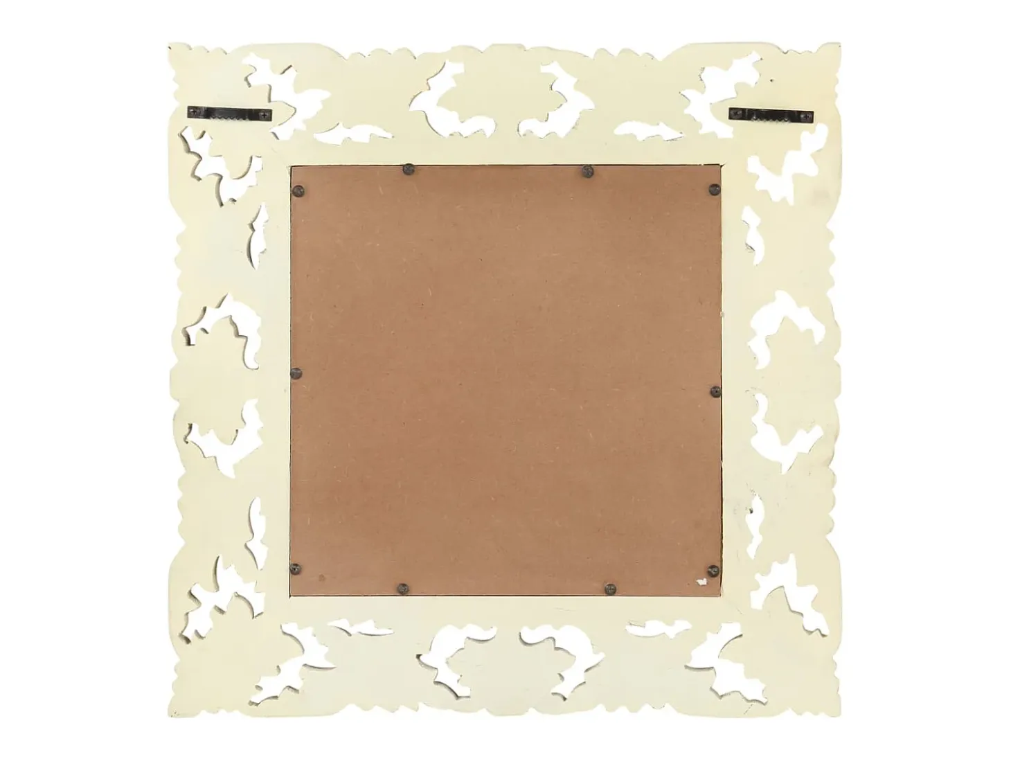 Espejo tallado a mano Blanco 50x50 cm Madera maciza de mango
