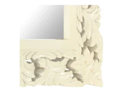 Espejo tallado a mano Blanco 50x50 cm Madera maciza de mango
