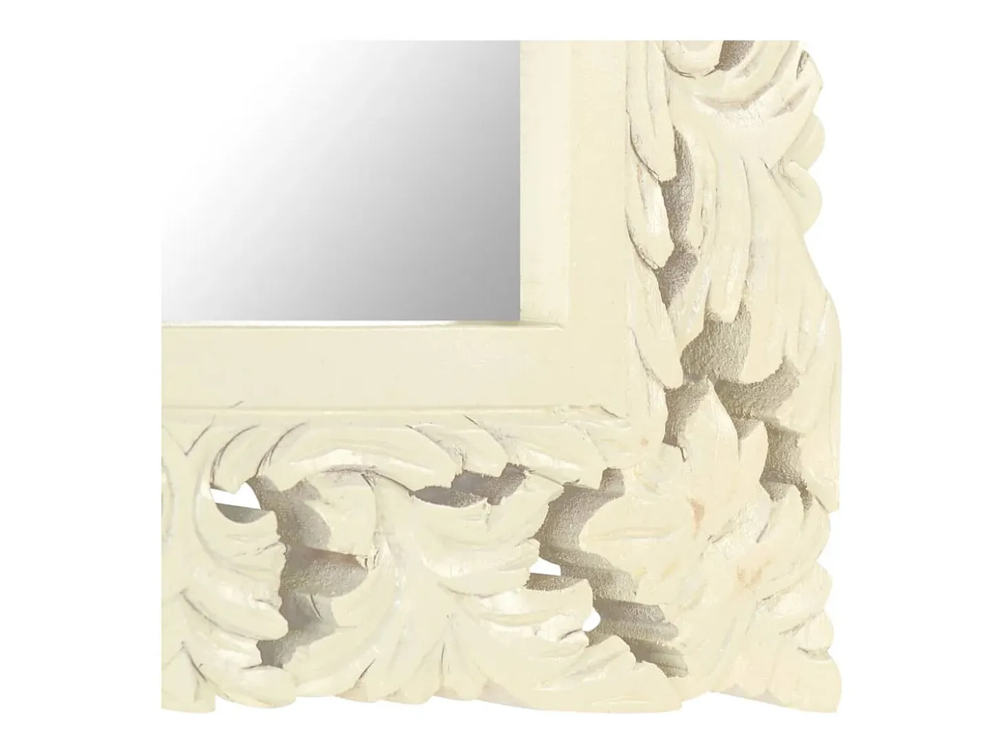 Espejo tallado a mano Blanco 50x50 cm Madera maciza de mango