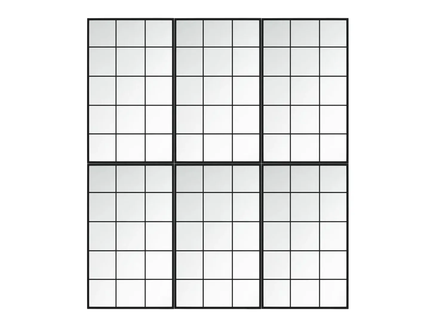 Espejos de pared 6 piezas negro 100x60 cm metal