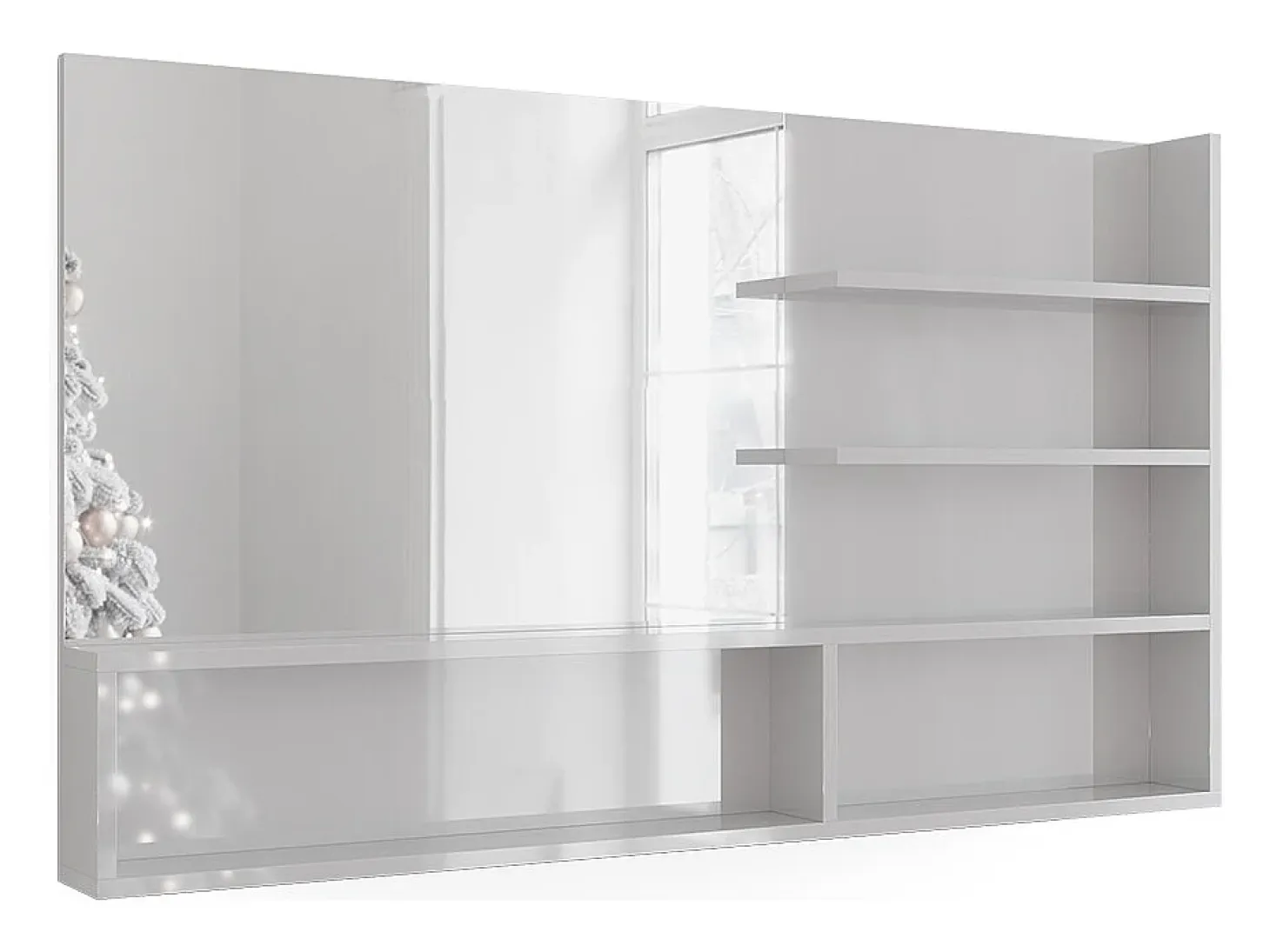 Estante con espejo blanco alto brillo 119.8x11x70