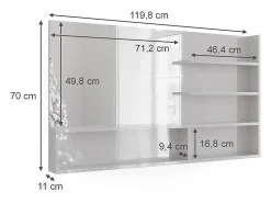 Estante con espejo blanco alto brillo 119.8x11x70