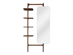 Estante de pared con espejo de madera de hevea - Natural - ZORVINA