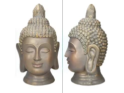 Estatua cabeza de Buda 74,5 cm aspecto bronce en poliresina ECD Germany