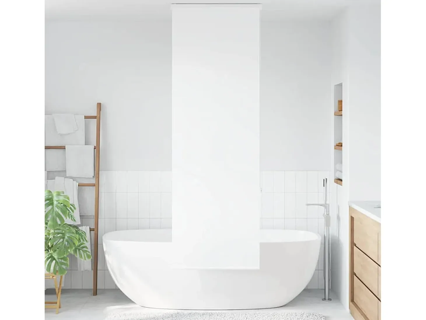 Estor enrollable de ducha con casete de tela ancho 76 cm