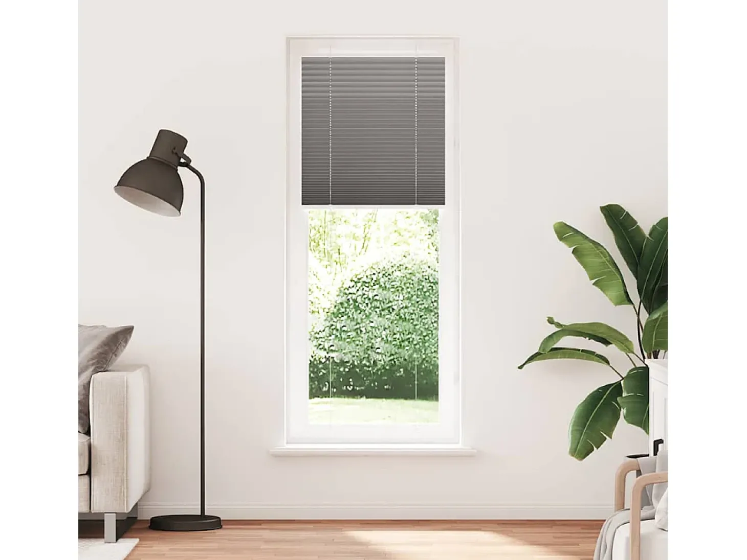 Estor plisado antracita 75x200 cm ancho tela 74,4 cm
