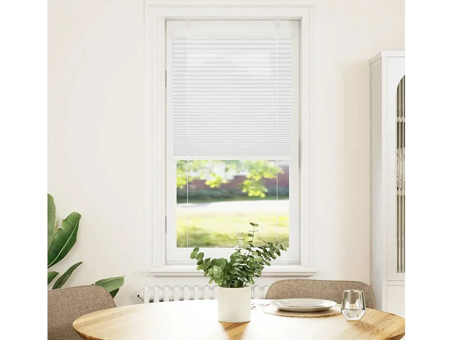 Estor plisado blanco 55x150 cm ancho tela 54,4 cm poliéster