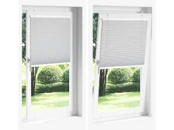 Estor plisado color crema 75x200 cm ancho tela 74,4 cm poliéster