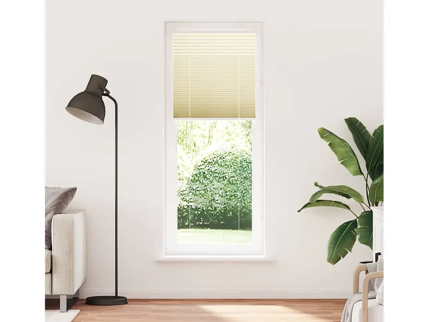 Estor plisado color crema 70x200 cm ancho tela 69,4 cm poliéster