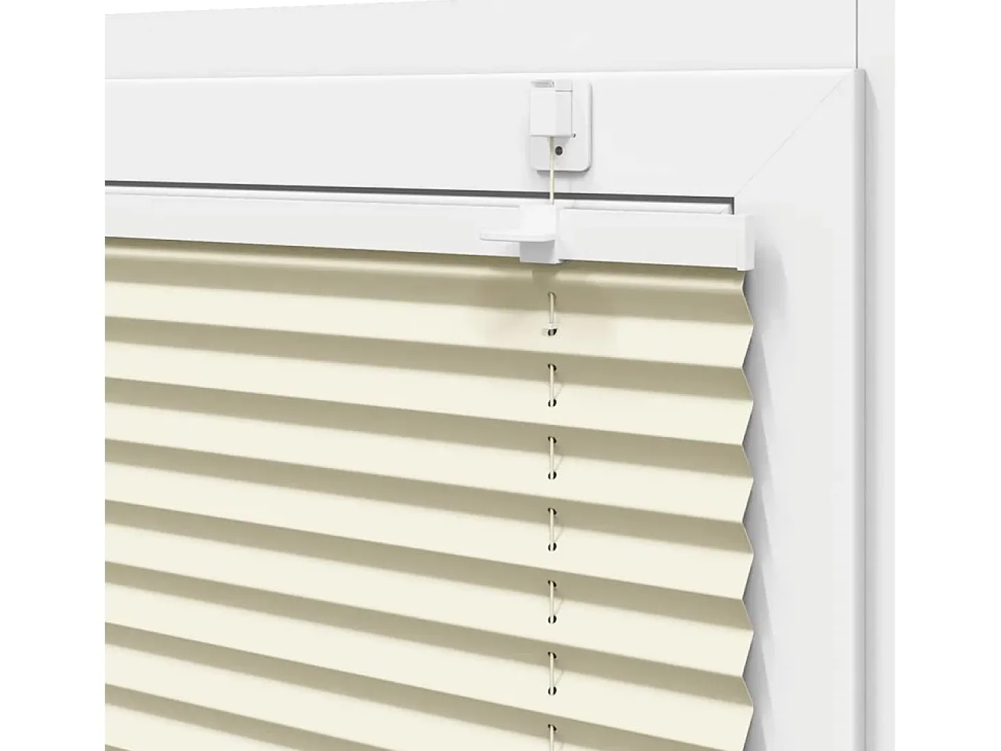 Estor plisado color crema 55x200 cm ancho tela 54,4 cm poliéster