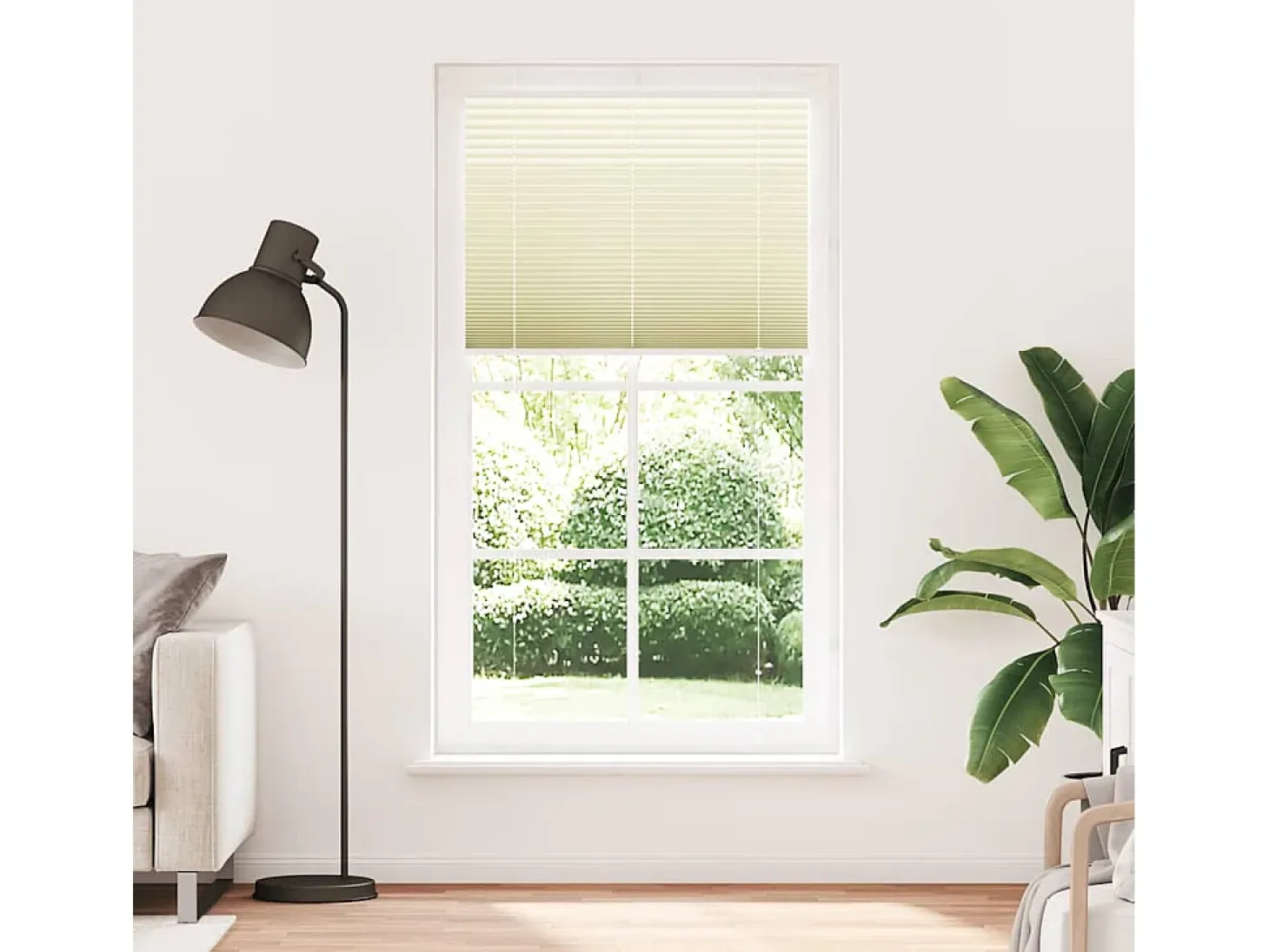 Estor plisado color crema 105x200cm ancho tela 104,4cm poliéster