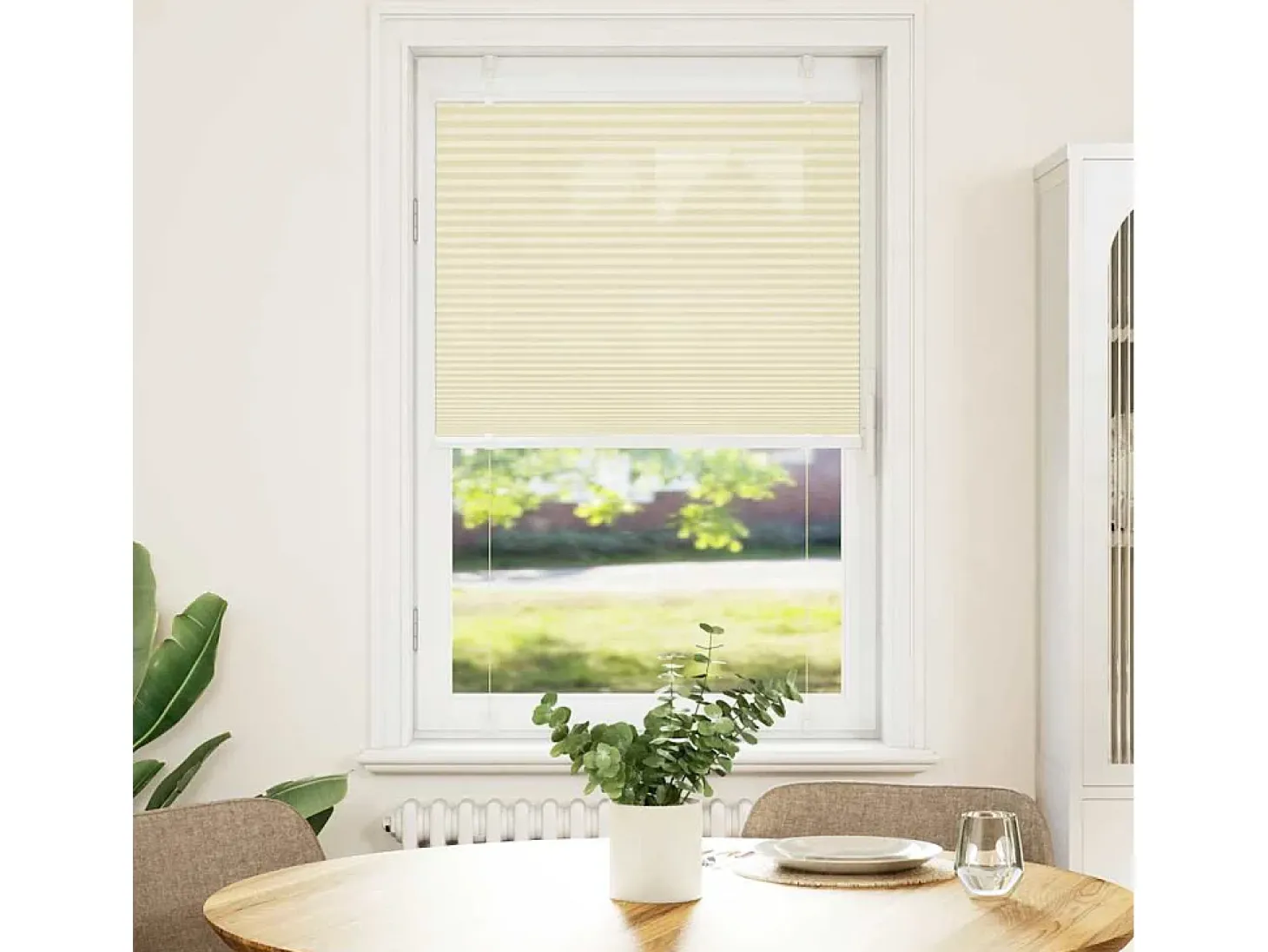 Estor plisado color crema 70x150 cm ancho tela 69,4 cm poliéster