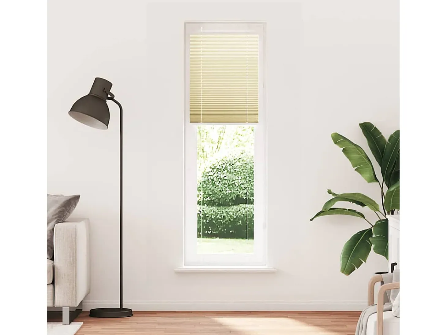Estor plisado color crema 60x200 cm ancho tela 59,4 cm poliéster