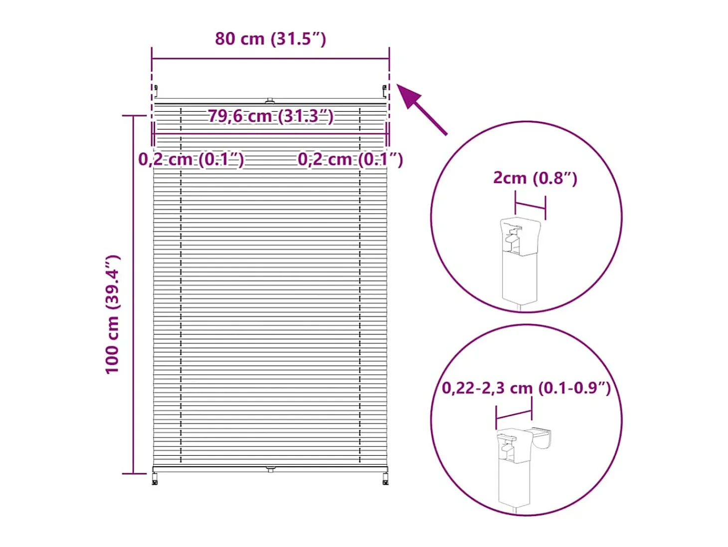 Estor plisado 80x100 cm Blanco