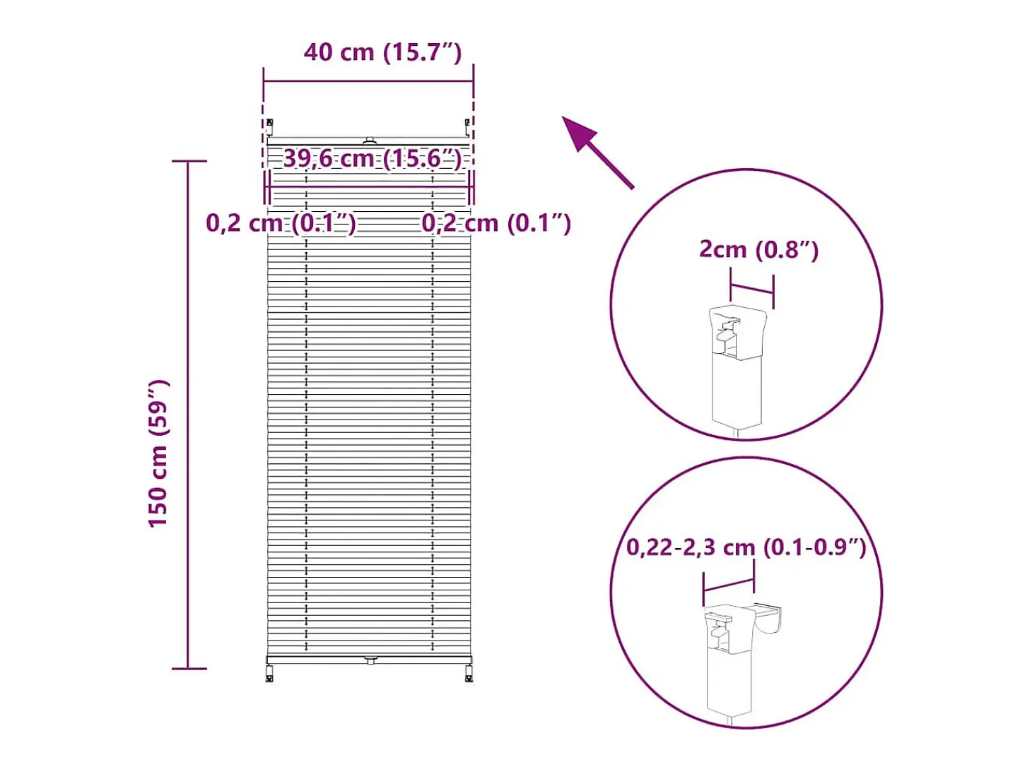 Estor plisado 40x150 cm Blanco
