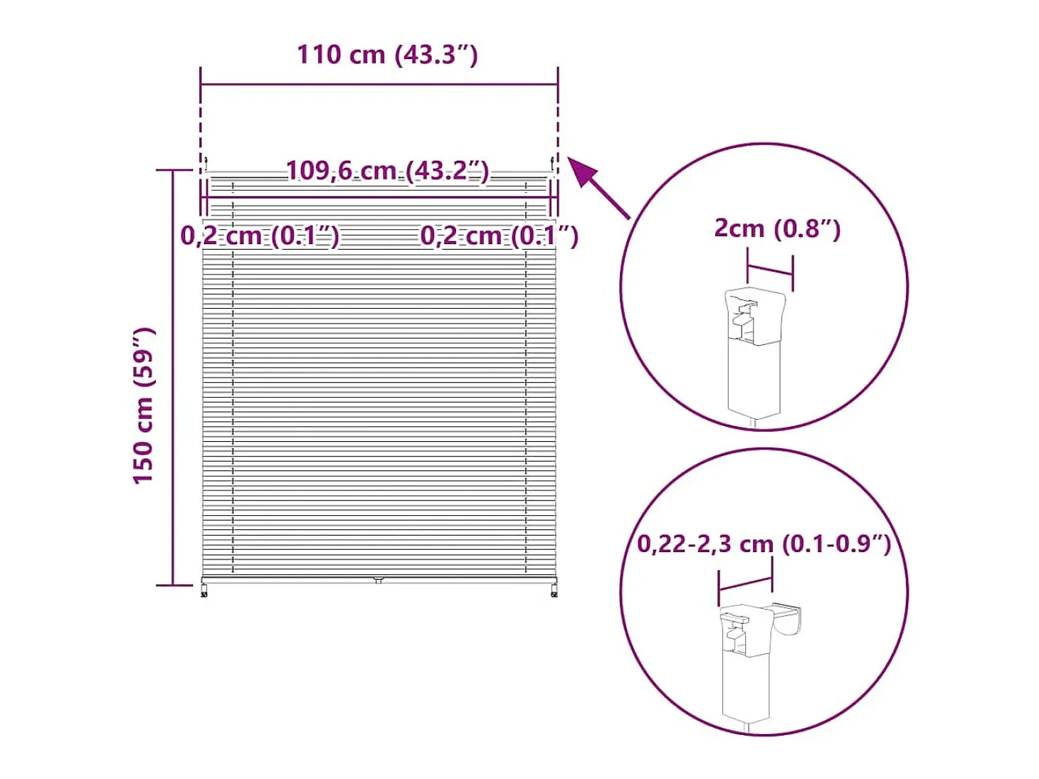 Estor plisado 110x150 cm Crema