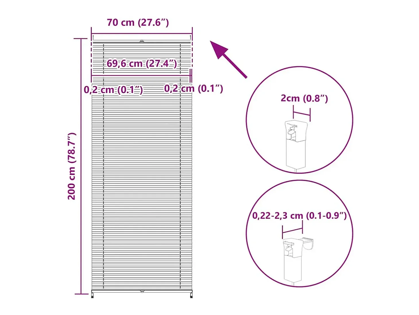 Estor plisado 70x200 cm Crema