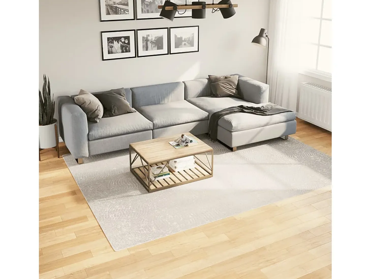 Everlyn Alfombra de pelo corto look escandinavo IZA crema 200x280 cm