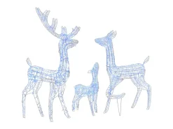 Familia de renos de Navidad acrílico 300 LEDs azules