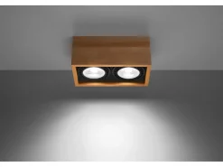 Faretti da incasso rettangolari gemellati a incasso in legno naturale GU10 Downlights Rectangulares Doble Superficie Empotrado Madera Natural GU10